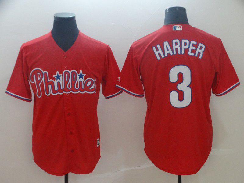 2019 MLB Men Philadelphia Phillies #3 Bryce Harper red game Jerseys->women mlb jersey->Women Jersey